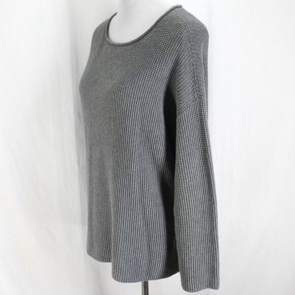 Eileen Fisher Sweater Womens Size M Gray Organic Cotton Drop Shoulder Pullover - Picture 3 of 7